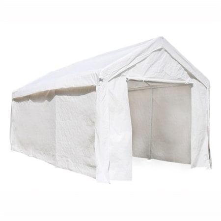 ALEKO CP1020WH Outdoor Event Carport Garage Canopy Tent Shelter Storage with Sidewalls 10 x 20 x 8.5 Feet White